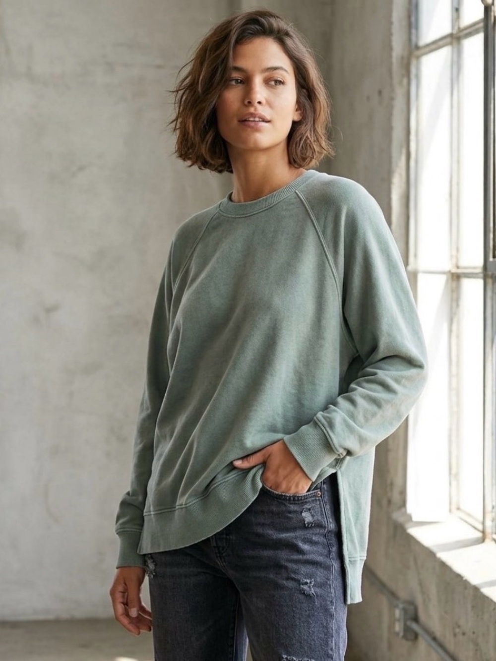 American Eagle Outfitters Olive Green Crewneck Sweatshirt